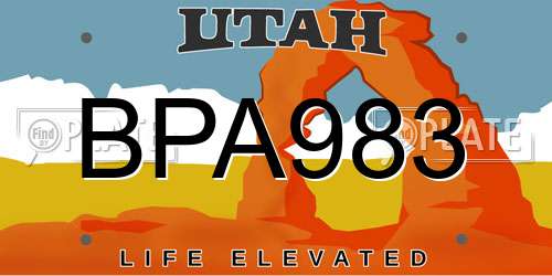 BPA983 Utah License Plate