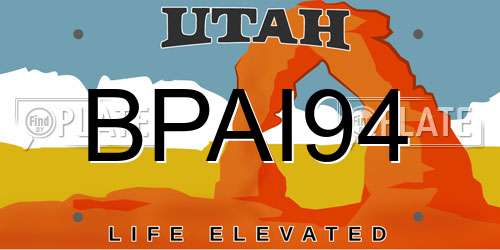 BPAI94 Utah License Plate