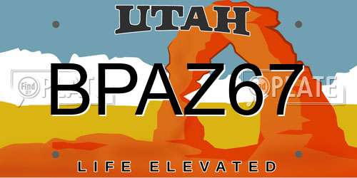 BPAZ67 Utah License Plate