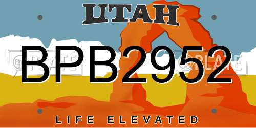 BPB2952 Utah License Plate