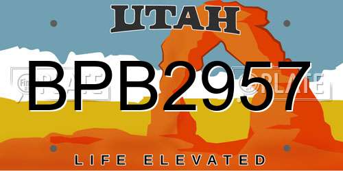 BPB2957 Utah License Plate