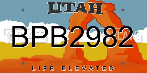 BPB2982 Utah License Plate