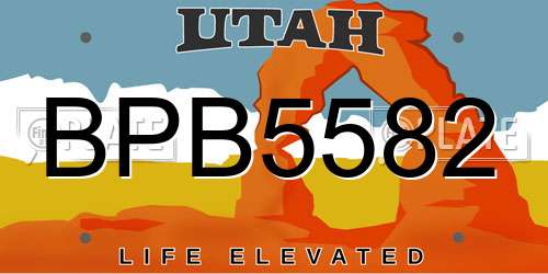 BPB5582 Utah License Plate