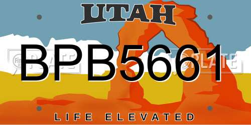 BPB5661 Utah License Plate