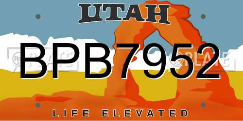 BPB7952 Utah License Plate
