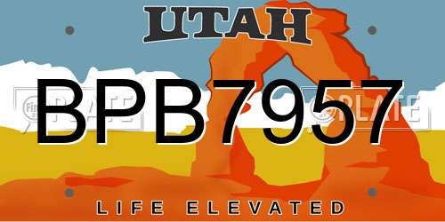 BPB7957 Utah License Plate