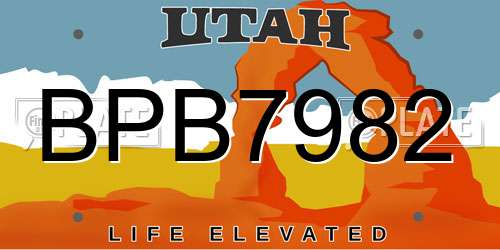 BPB7982 Utah License Plate