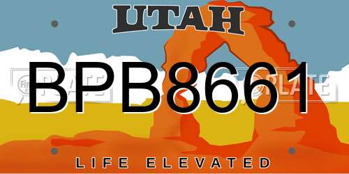 BPB8661 Utah License Plate