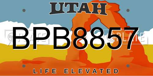 BPB8857 Utah License Plate