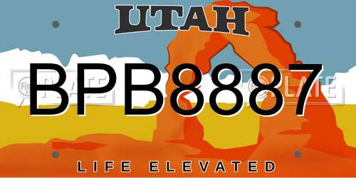 BPB8887 Utah License Plate
