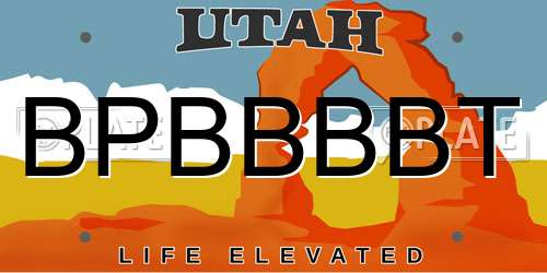 BPBBBBT Utah License Plate