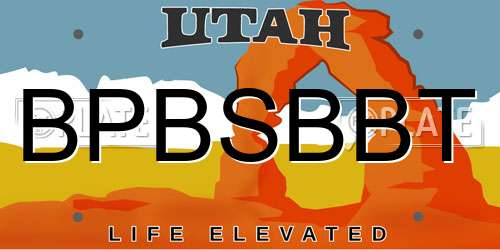 BPBSBBT Utah License Plate
