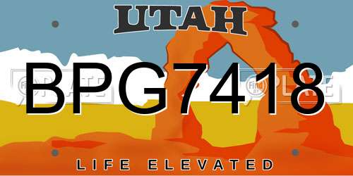 BPG7418 Utah License Plate