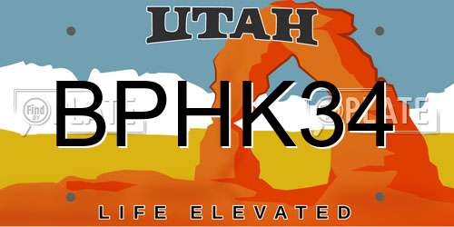 BPHK34 Utah License Plate