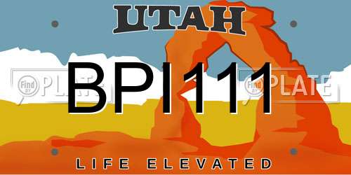 BPI111 Utah License Plate