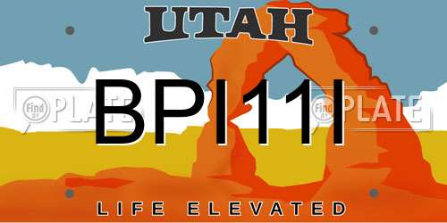 BPI11I Utah License Plate