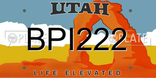 BPI222 Utah License Plate