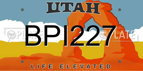 BPI227 Utah License Plate