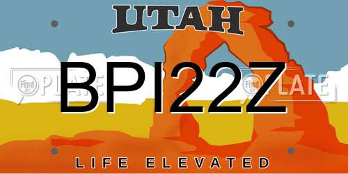 BPI22Z Utah License Plate