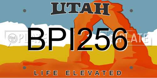 BPI256 Utah License Plate