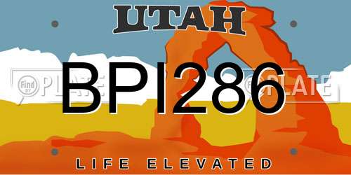 BPI286 Utah License Plate