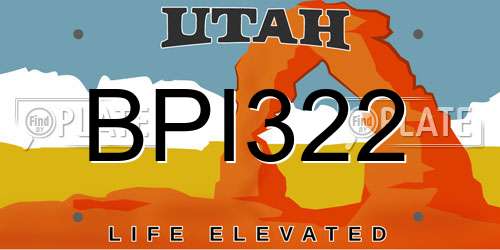 BPI322 Utah License Plate