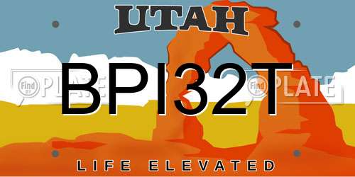 BPI32T Utah License Plate