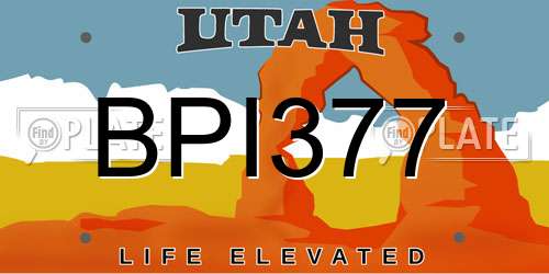 BPI377 Utah License Plate