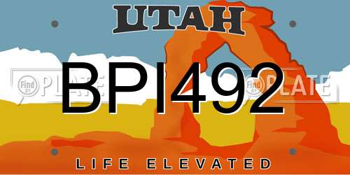 BPI492 Utah License Plate