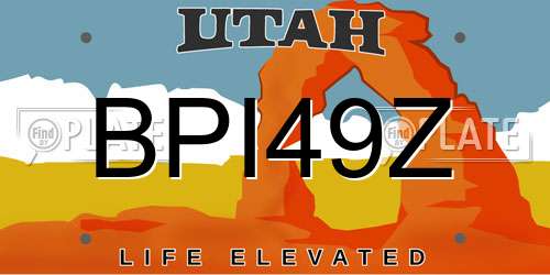BPI49Z Utah License Plate