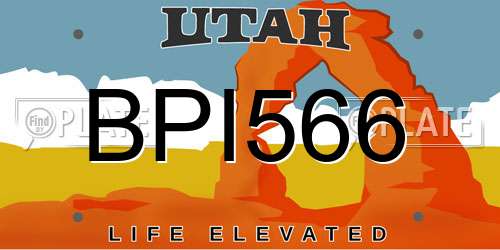BPI566 Utah License Plate
