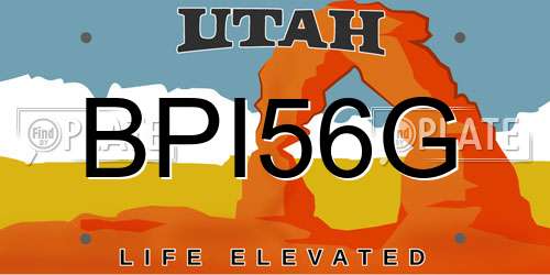 BPI56G Utah License Plate