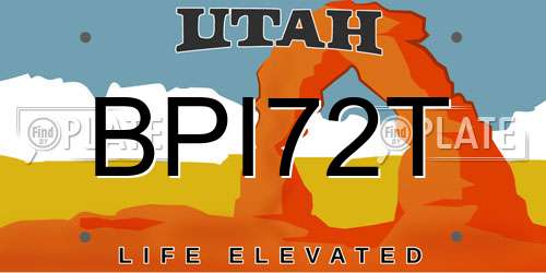 BPI72T Utah License Plate