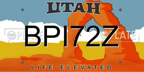 BPI72Z Utah License Plate