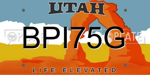 BPI75G Utah License Plate