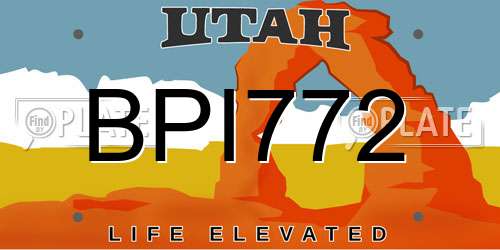 BPI772 Utah License Plate