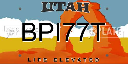 BPI77T Utah License Plate