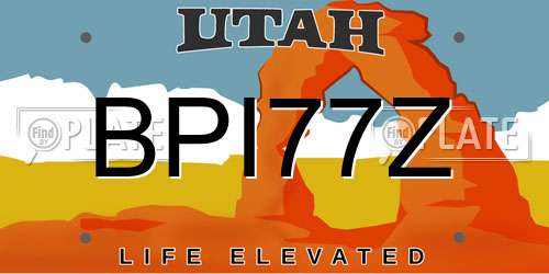 BPI77Z Utah License Plate