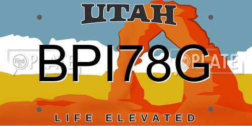 BPI78G Utah License Plate