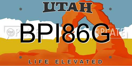 BPI86G Utah License Plate