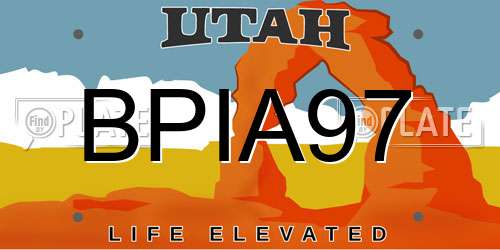 BPIA97 Utah License Plate