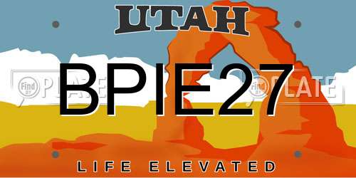 BPIE27 Utah License Plate