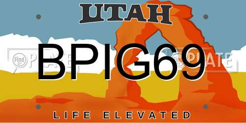 BPIG69 Utah License Plate