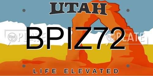 BPIZ72 Utah License Plate