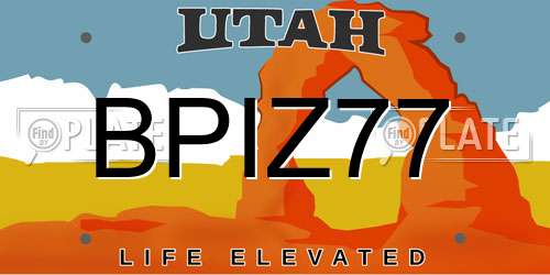 BPIZ77 Utah License Plate