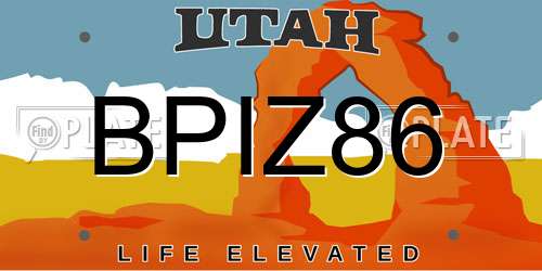 BPIZ86 Utah License Plate