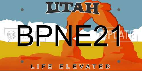 BPNE21 Utah License Plate