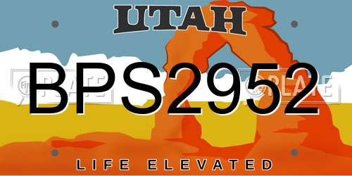 BPS2952 Utah License Plate