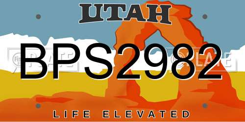 BPS2982 Utah License Plate