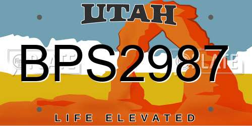 BPS2987 Utah License Plate